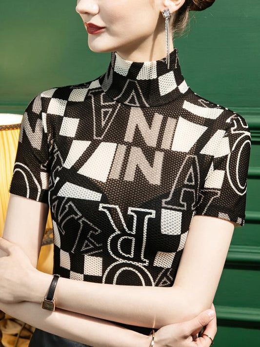 xakxx Urban Skinny Printed High-Neck T-Shirts Tops