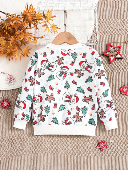 Adorable Cartoon Print Long Sleeve Pullover Sweatshirt for Toddler Girls - Soft, Cozy, and Casual Everyday Wear for Fall and Spring Seasons - Perfect for Little Princesses