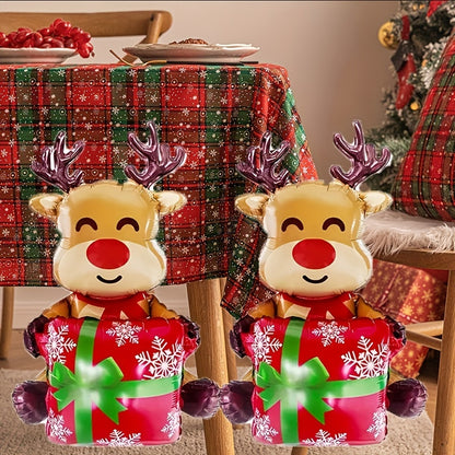 2pcs 37" Inflatable Reindeer Balloons - Perfect for Christmas & Holiday Parties, Indoor/Outdoor Decorations