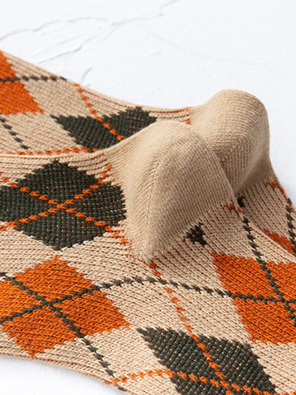 xakxx Leisure Fashion Skinny Checkered Socks Accessories