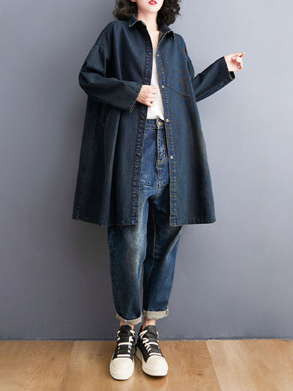 xakxx Long Sleeves Loose Split-Joint Lapel Outerwear