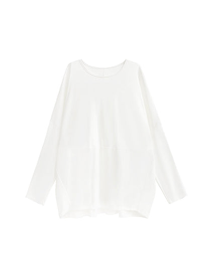 xakxx Batwing Sleeves Long Sleeves Solid Color Round-Neck T-Shirts Tops