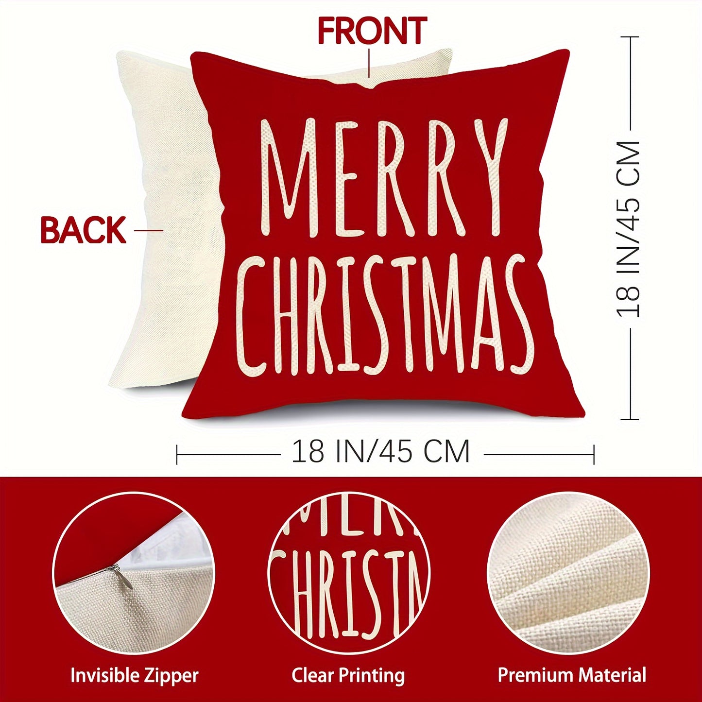 [Customer Favorite] 4pcs Merry Christmas Gnome Decorative Throw Pillow Cover Xmas Tree Holly Jolly Red Porch Patio Home Decor, Winter Holiday Snowflakes Polka Dot Gifts Outdoor Sofa Couch Cushion Case 18inxhX18inch No Pillow insert