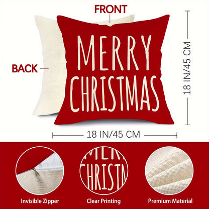 [Customer Favorite] 4pcs Merry Christmas Gnome Decorative Throw Pillow Cover Xmas Tree Holly Jolly Red Porch Patio Home Decor, Winter Holiday Snowflakes Polka Dot Gifts Outdoor Sofa Couch Cushion Case 18inxhX18inch No Pillow insert