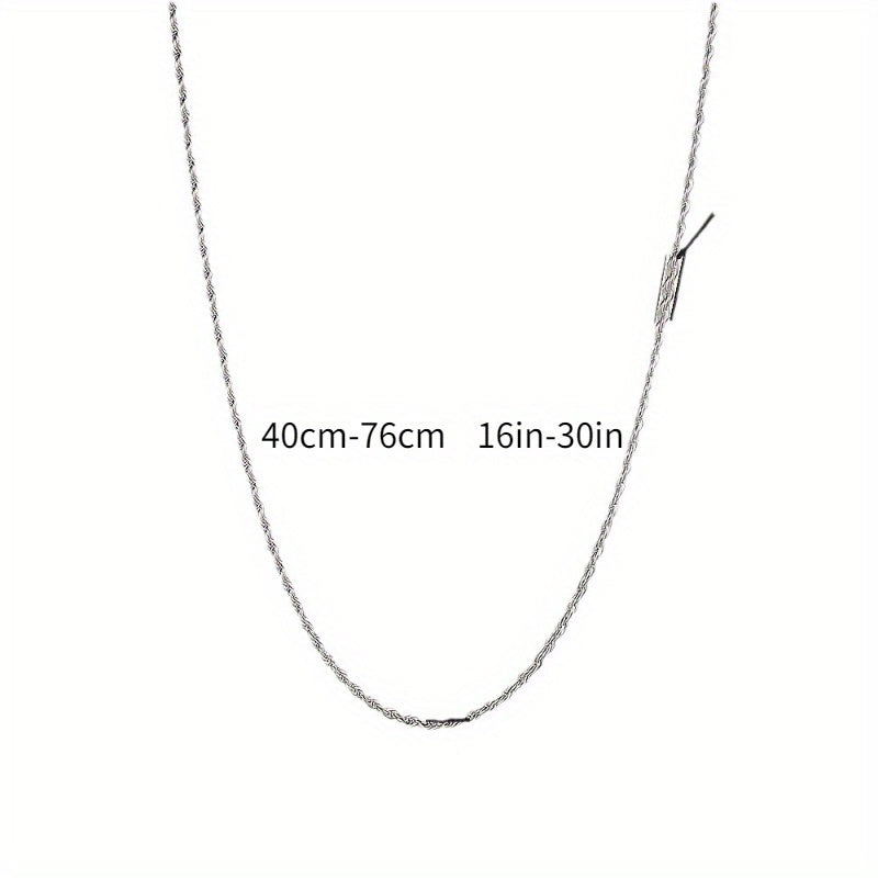 2PCS 925 Sterling Silver Twisted Rope Chain Necklace and Bracelet Set - Timeless Hip Hop Style Jewelry with Shiny Finish, Elegant Design, and Versatile Accessorizing Options for Women