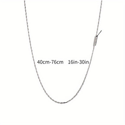 2PCS 925 Sterling Silver Twisted Rope Chain Necklace and Bracelet Set - Timeless Hip Hop Style Jewelry with Shiny Finish, Elegant Design, and Versatile Accessorizing Options for Women