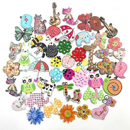 xakxx Colorful Cartoon Animal Pattern Buttons