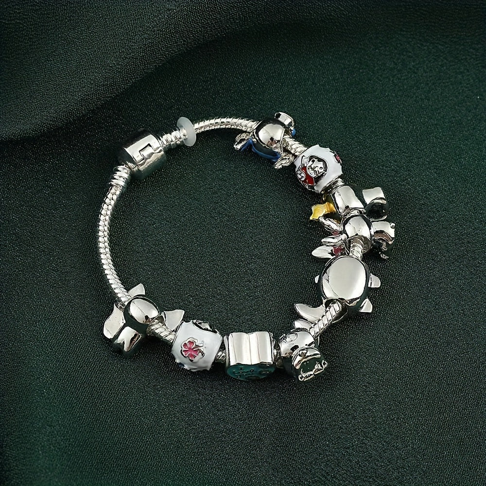 1pc Delightful Disney Stitch Charm Bracelet for Women - Licensed, Cute, Beaded Fashion Accessory with Lilo & Stitch Charms - Adorable Birthday Gift Idea for Her, Perfect for Any Occasion