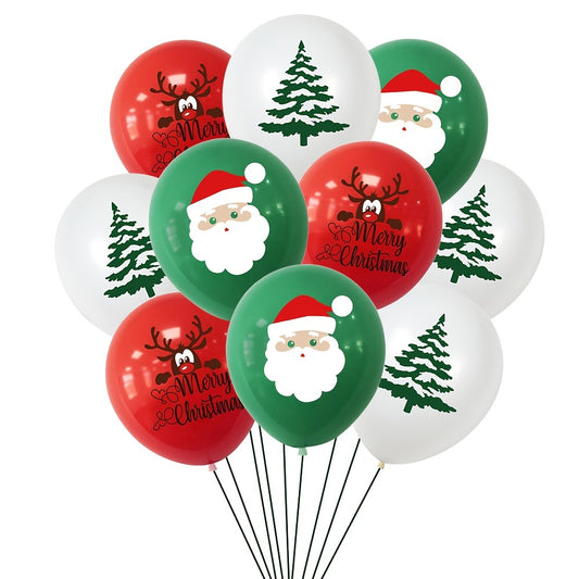 30pcs Red Reindeer Santa Claus Balloons Set - 10 Inch Merry Christmas Balloons for Christmas Party Decorations, Holiday Xmas Balloons