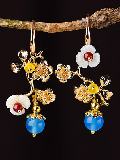 xakxx Vintage Asymmetric Plum Blossom Branch Earrings