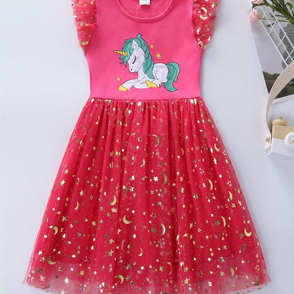 Adorable Girls Unicorn Tutu Dress - Handcrafted with Sparkling Sequins and Soft 100% Cotton - Magical Embroidery, Fluttering Trim, and Layered Tutu - Perfect for Parties and a Dreamy Gift for Sweethearts