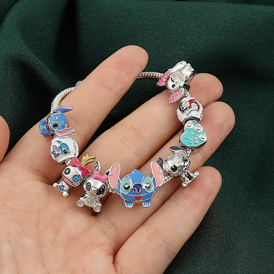 1pc Delightful Disney Stitch Charm Bracelet for Women - Licensed, Cute, Beaded Fashion Accessory with Lilo & Stitch Charms - Adorable Birthday Gift Idea for Her, Perfect for Any Occasion