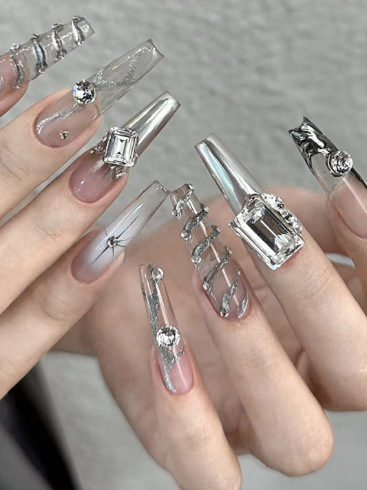 xakxx Detachable Rhine Stones Press-On Nails