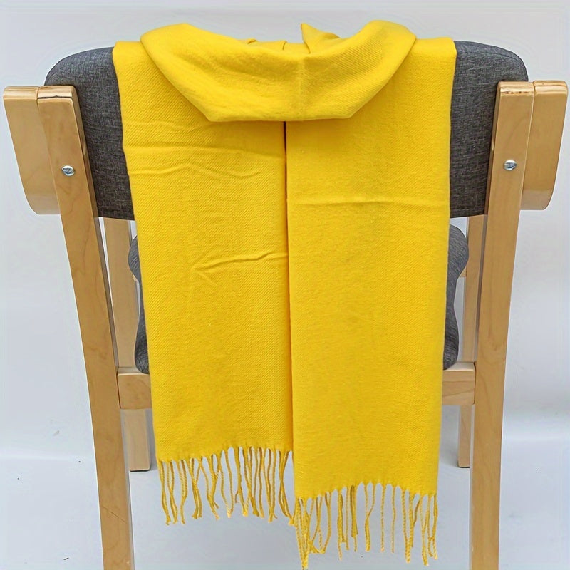 Classic Autumn and Winter Lightweight Solid Color Men's Long Scarf - Fashionable Warm Neck Wrap Shawl for Outdoor Comfort, 100% Polyester, Mature Style, Non-Stretch, Woven Craftsmanship, Decorative - Suitable for Casual Weekend Use