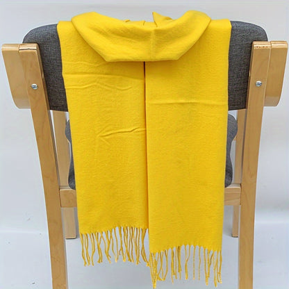 Classic Autumn and Winter Lightweight Solid Color Men's Long Scarf - Fashionable Warm Neck Wrap Shawl for Outdoor Comfort, 100% Polyester, Mature Style, Non-Stretch, Woven Craftsmanship, Decorative - Suitable for Casual Weekend Use