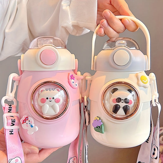 1pc Cartoon Animal Insulated Stainless Steel Vacuum Flask - Travel Thermal Cups & Mugs for Hot and Cold Beverages - Summer Winter Drinkware Gift with Durable Leak-Proof Design