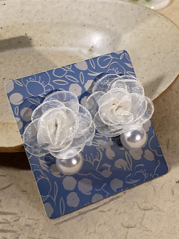 xakxx Flower Shape Gauze Earrings Accessories