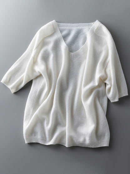 xakxx Urban Solid Color V-Neck Knitting Pullover