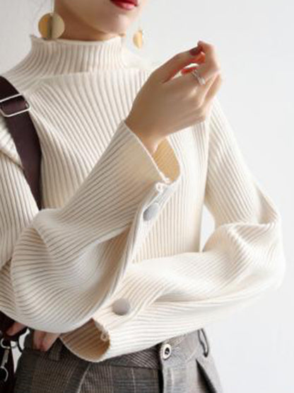 xakxx Simple Loose Solid Color High-Neck Sweater