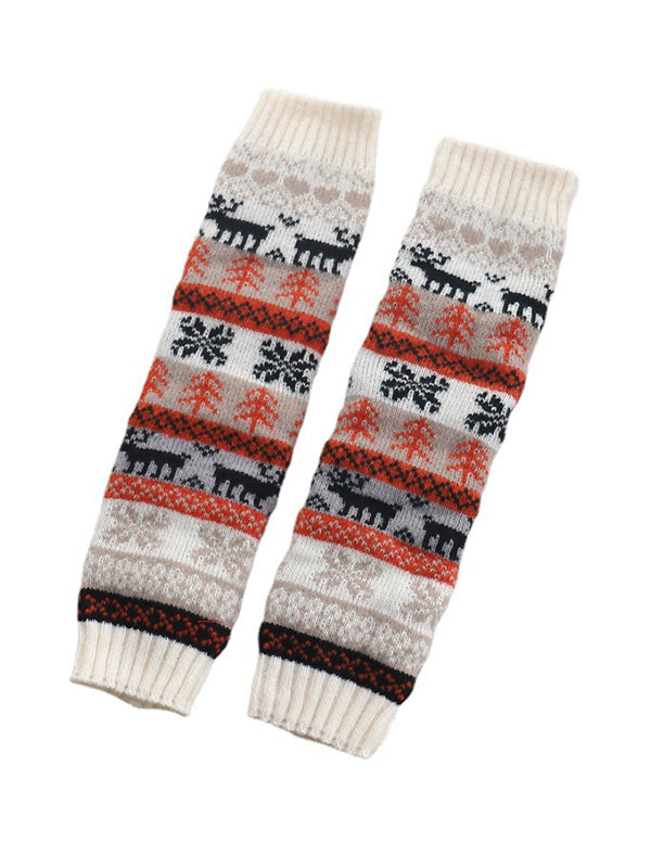 xakxx Knitting Keep Warm Printed Leg Warmers Accessories