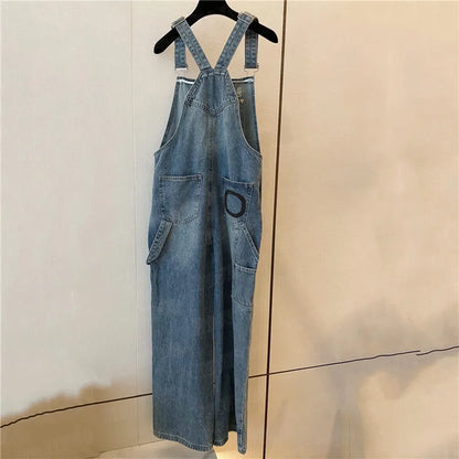 Classic Pattern Denim Strap Pants Women Jumpsuits Designer Fashion Jeans Girls High Street Rompers