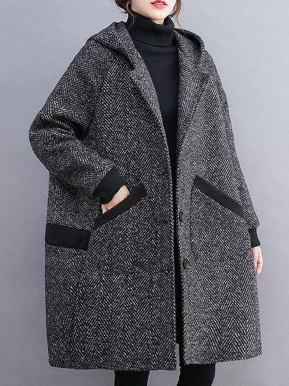 xakxx Original Creation Long Sleeves Loose Keep Warm Hooded Outerwear