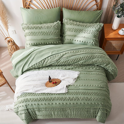 7-Piece Luxurious Tufted Boho Chic Comforter Set - Soft, Lightweight, Microfiber Bedding with Hypoallergenic Filling for Queen and King Size Beds - Perfect for All Seasons, Easy Care, and Breathable