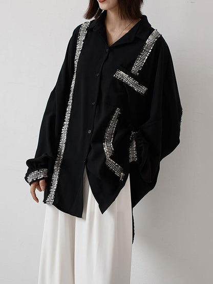 xakxx Loose Cropped Black Light Shirts Blouses