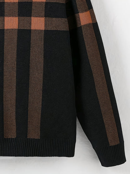 Boys Knit Pullover Sweater - Geometric Pattern, Long Sleeve, Spring/Autumn, Casual Regular Fit