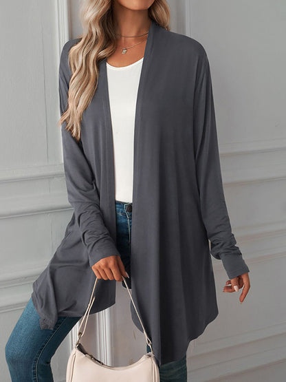 xakxx Long Sleeves Loose Solid Color Statement Collar Outerwear