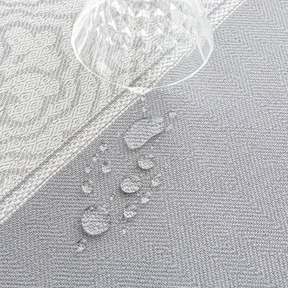 1pc, Luxurious Gray Waterproof Rectangular Table Cover - Stain-Resistant Polyester Fiber Fabric, Machine Washable, Perfect for Dining Room and Living Room Decoration, Easy Care and Maintenance