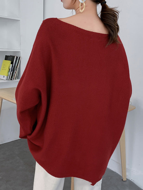 xakxx Simple Solid Color Round-Neck Sweater