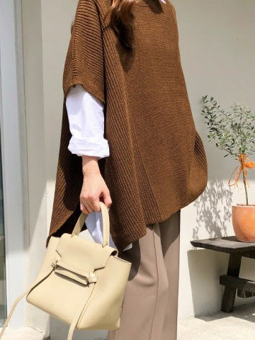 xakxx Casual Loose Split-Side Round-Neck Sweater Tops
