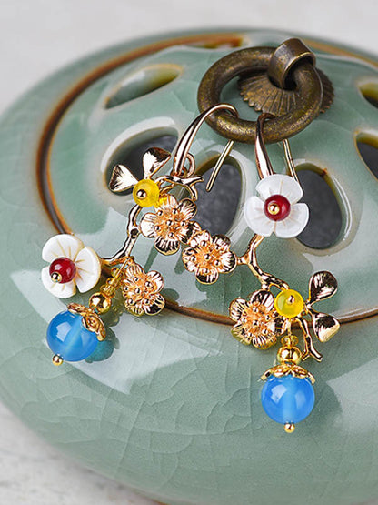 xakxx Vintage Asymmetric Plum Blossom Branch Earrings