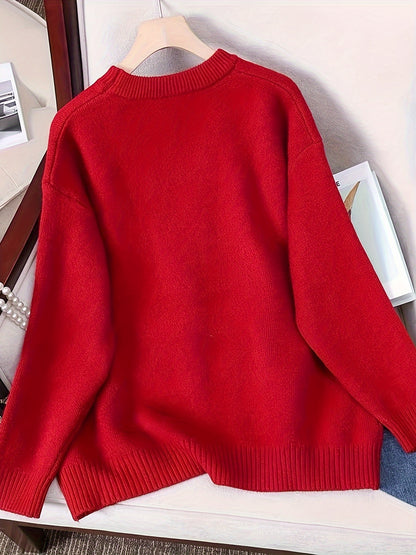 Festive Christmas Tree Crew Neck Sweater - Women's Stylish Long Sleeve Pullovers for Fall & Winter - Cozy, Soft, and Warm Clothing for Ladies