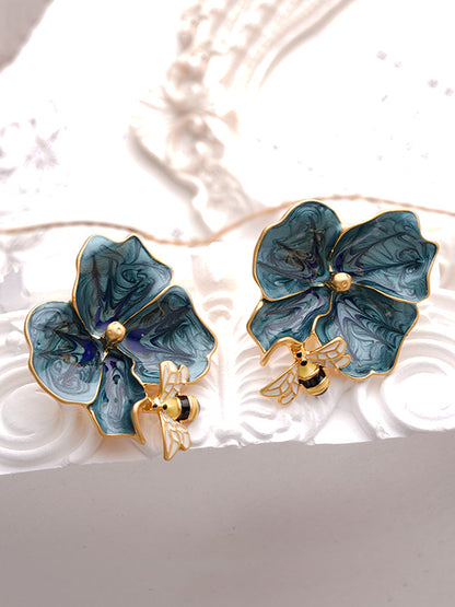 xakxx Bee Shape Flower Shape Earrings Accessories