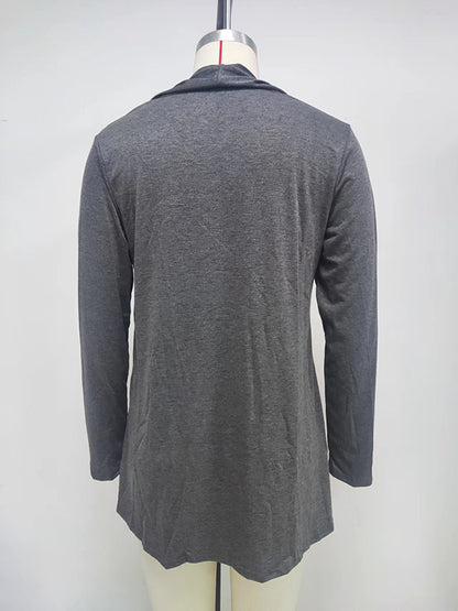 xakxx Long Sleeves Loose Solid Color Statement Collar Outerwear
