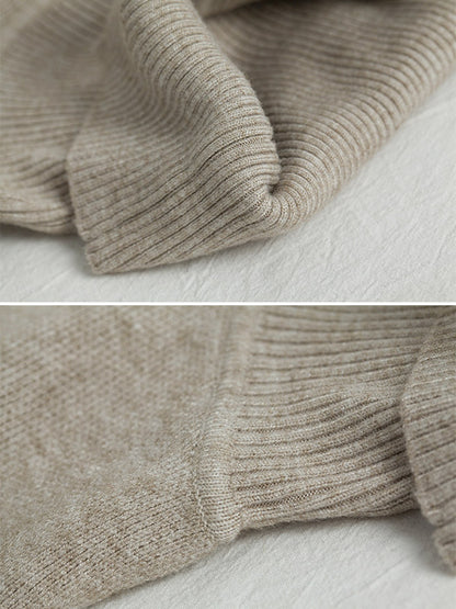 xakxx Simple Loose Solid Color High-Neck Batwing Sleeves Sweater