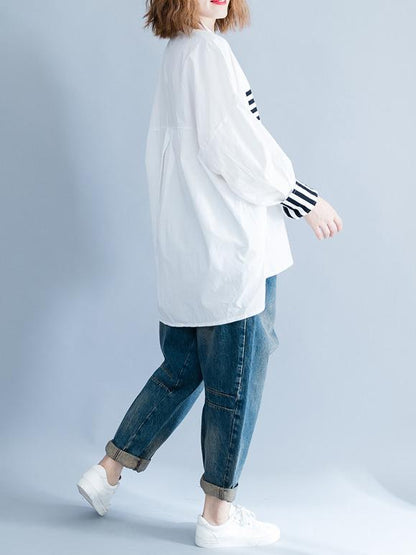 xakxx Stripe Split-joint White Shirt