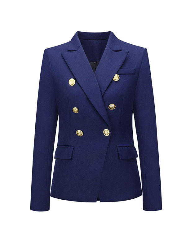 xakxx Long Sleeves Buttoned Notched Collar Blazer Outerwear