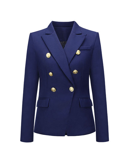xakxx Long Sleeves Buttoned Notched Collar Blazer Outerwear