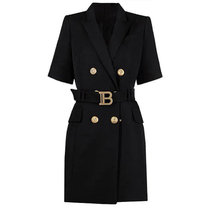 Womens Work Dresses Luxury Designer Clothes Fashion Elegant Office Dresses Suit Jacket Skirt With Big Buckle Waist Belt Business Outfit S-XXXL