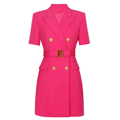 Womens Work Dresses Luxury Designer Clothes Fashion Elegant Office Dresses Suit Jacket Skirt With Big Buckle Waist Belt Business Outfit S-XXXL