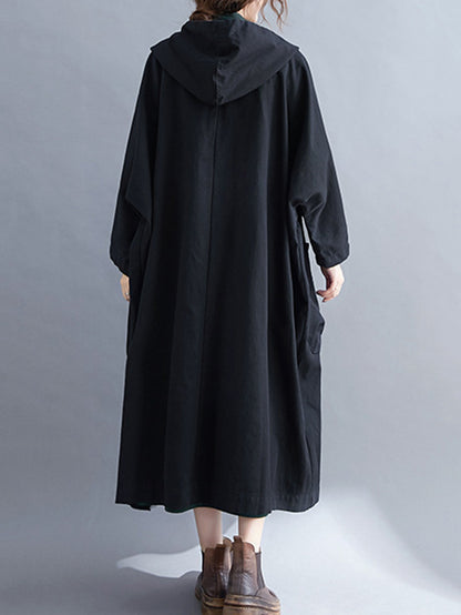 xakxx Loose Hooded Trench Long Coat