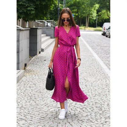 designer womens skirt summer new V-neck print lace-up Lady Floral dress Blue purple pink Urban fashion Clothes 33a fa5