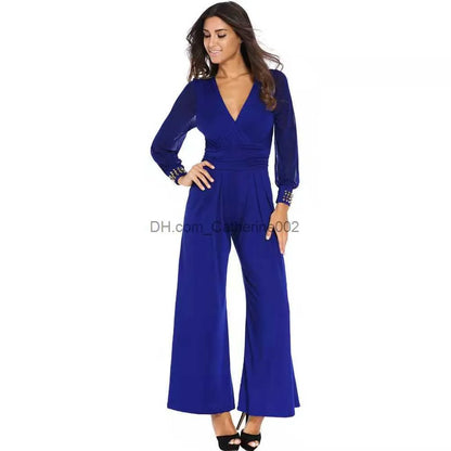 Women's Jumpsuits Rompers Jumpsuit Women Elegant Office Laides Bodysuit Long Sleeve Overalls Sexy Black One Piece Outfit Party Rompers Wed Leg Jumpsuits T231023