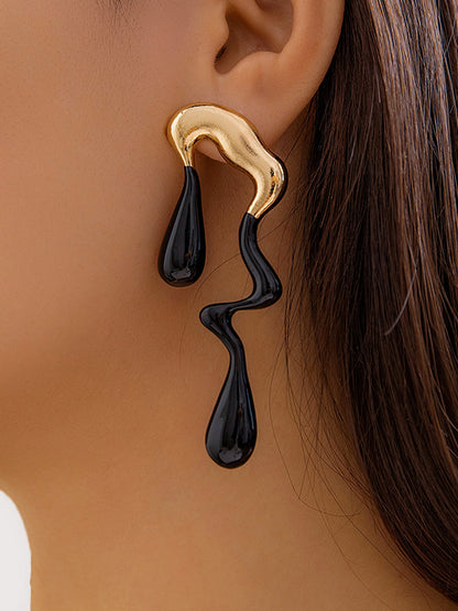 xakxx Contrast Color Geometric Drop Earrings