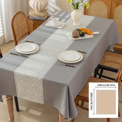 1pc, Luxurious Gray Waterproof Rectangular Table Cover - Stain-Resistant Polyester Fiber Fabric, Machine Washable, Perfect for Dining Room and Living Room Decoration, Easy Care and Maintenance