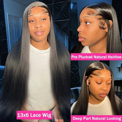 28 30 34 Inch Bone Straight Human Hair Wig 180 Density 13x6 Hd Lace Frontal Wig for Black Women Long Cheap Brazilian Virgin Hair
