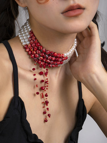 xakxx Original Stylish Beads Tasseled Halloween Necklaces Accessories